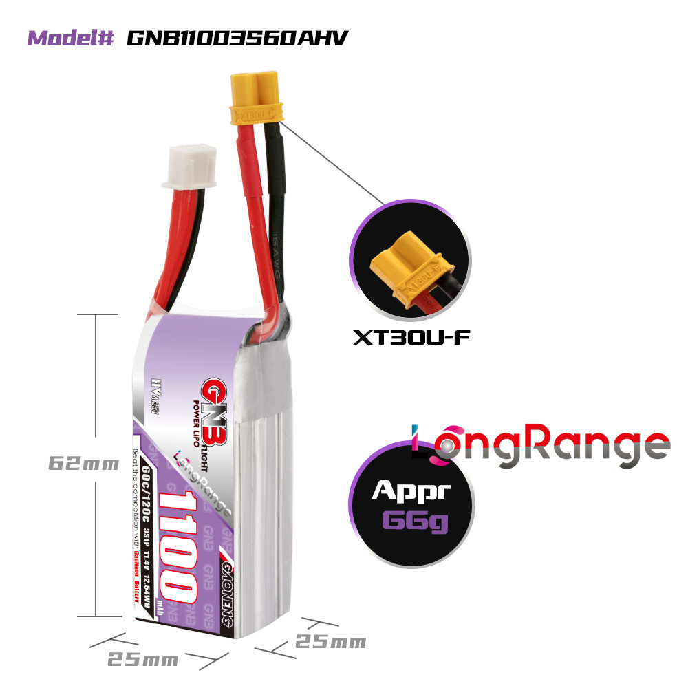 GNB 1100mAh 2S 3S 4S 6S 60C/12 - đánh giá và giá Drone Tech Rc